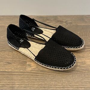 NWOT Eileen Fisher Black Perforated Leather Lee 2 Flat Espadrilles